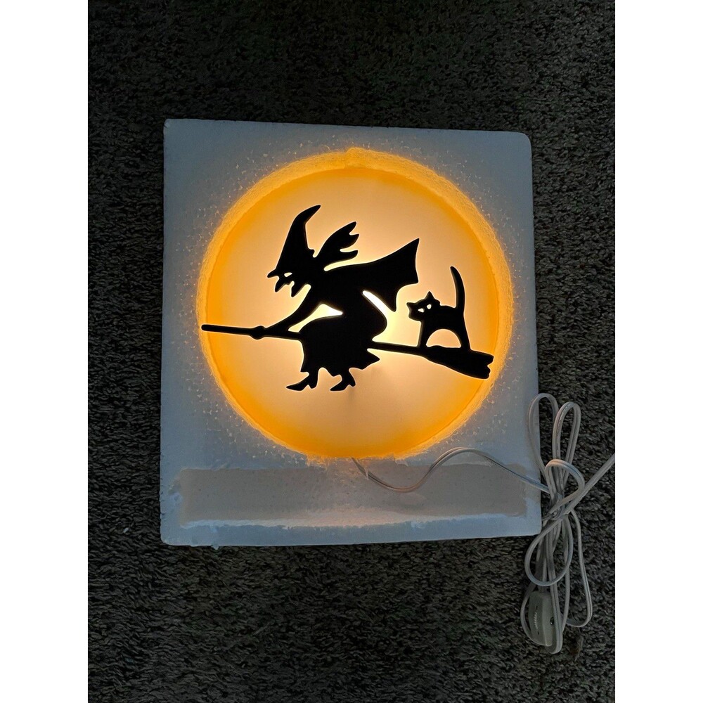 Midwest of Cannon Falls Halloween Witch Cat Moon Light Lamp Working Vintage